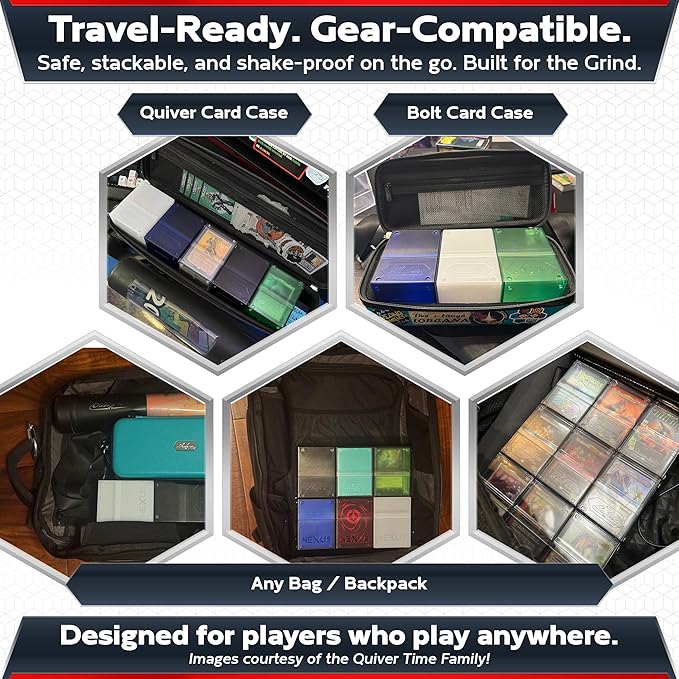 Quiver Time 360° Modular Nexus DeckBlock - Durable Stackable MTG Deck Box for Commander fits 100+ Cards | Stylish 100 Card Deck Box MTG | Interchangeable TCG Decks Boxes (1 pcs, Black)