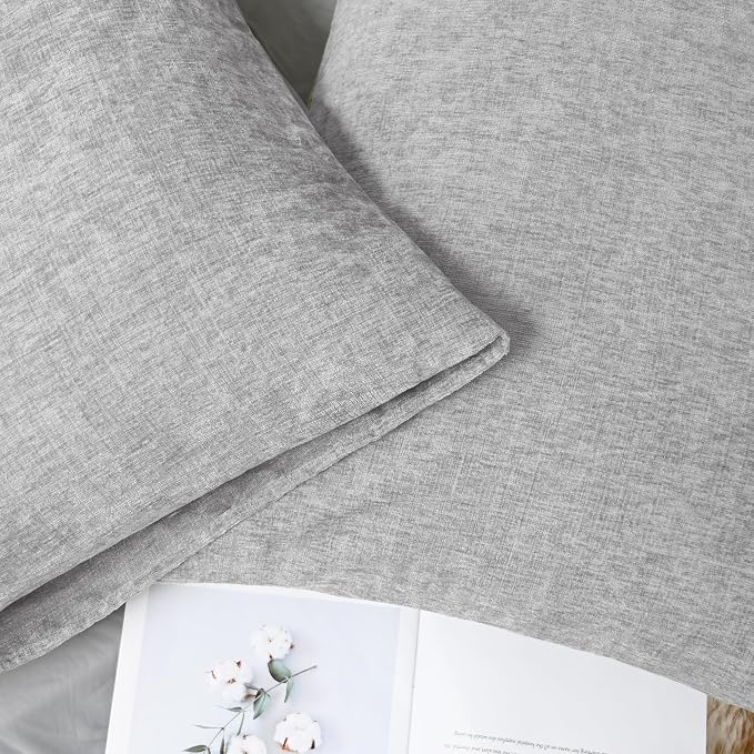 CaliTime Decorative Throw Pillow Covers 26 X 20 Inches Moonbeam Gray | Pack of 2, Cozy Chenille Cushion Cases for Sofa Bed Living Room Farmhouse Home