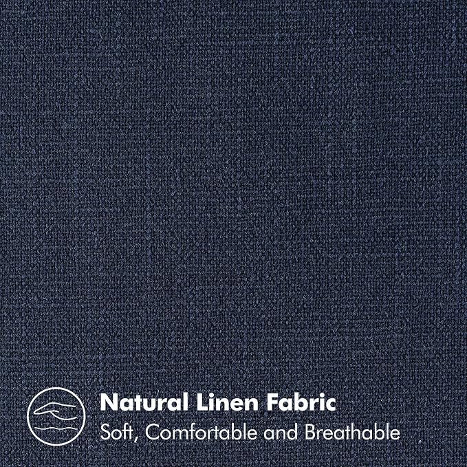 MIULEE Decorative Linen Pillow Covers 22x22 Inch Navy Blue | Boho Farmhouse Neutral Couch Throw Pillows for Bed, Pack of 2 Accent Coastal Modern Pillowcases, Sofa Livingroom Home Decor