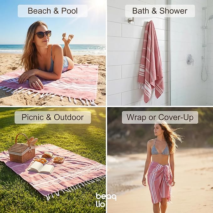 6 Pack Beach Towel Oversized, 71 * 36’’ Cruise Quick Dry XL Beach Towels for Cruise Pool Yoga Gym Vacation Gift, Lightweight Absorbent Sandproof Large Beach Essentials, Cotton Blend