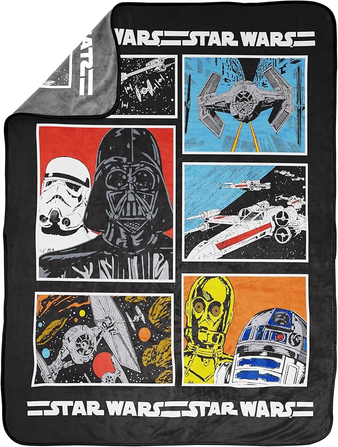 Jay Franco Plush Throw Blanket – 46" x 60" Inch Hero Kids Soft & Cozy Fleece Throw for Bedroom & Couch Décor, Official Licensed Product, Multi - Star Wars