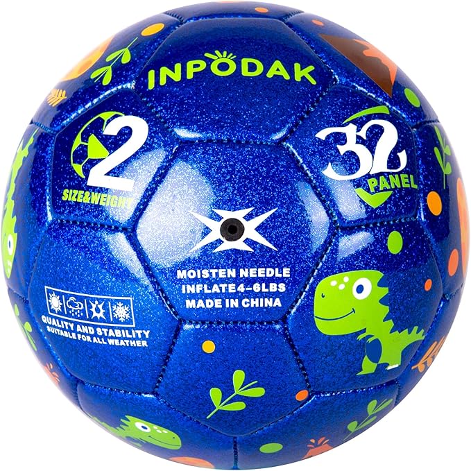 Kids Soccer Ball Size 2 Size 3 Size 4 with Pump Deflated - Operation Christmas Child Shoebox Gift - Glitter Purple Blue Unicorn Dinosaur Toys for Toddler Kids Boys Girls 1-3 3-8 8-12 Years Old