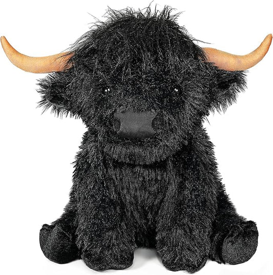 Highland Cow Weighted Stuffed Animals, 4 Lbs Black Highland Cow Plush 13.7 Inches, Surprise Weighted Stuffed Animals Gift for Kids Birthdays, Halloween, Christmas (Black)