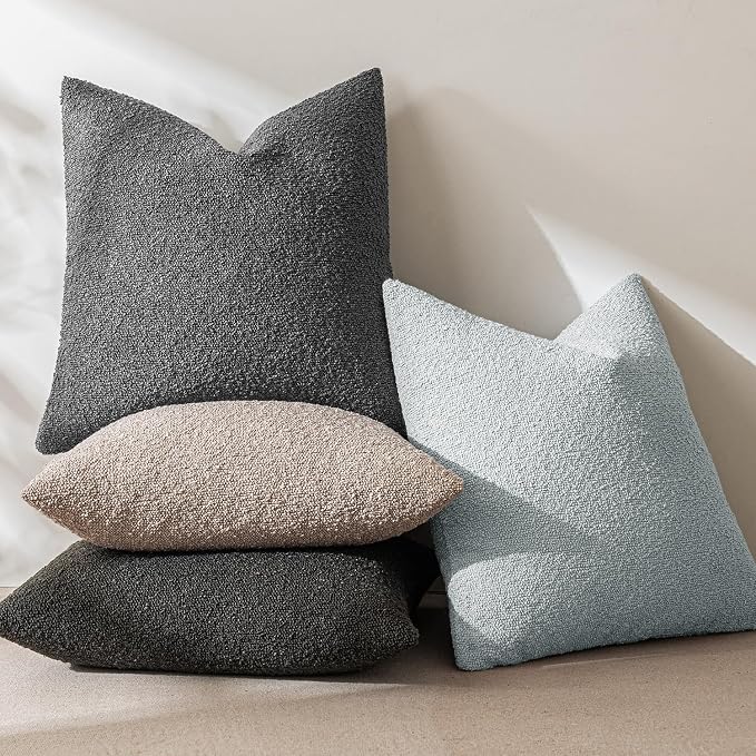 MIULEE 20x20 Decorative Lumbar Boucle Couch Pillow Covers Dark Coffee | Set of 2 Textured Neutral Throw Pillow Covers, Accent Solid Pillowcases, Sofa Living Room Home Decor