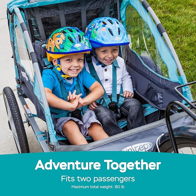 InStep Take 2 or Sync Kids Bike Trailer, Single or Double Seat, Universal Coupler, Folding Frame, Quick-Release Wheels, Canopy with Bug Screen and Weather Shield, Bike Trailer for Kids