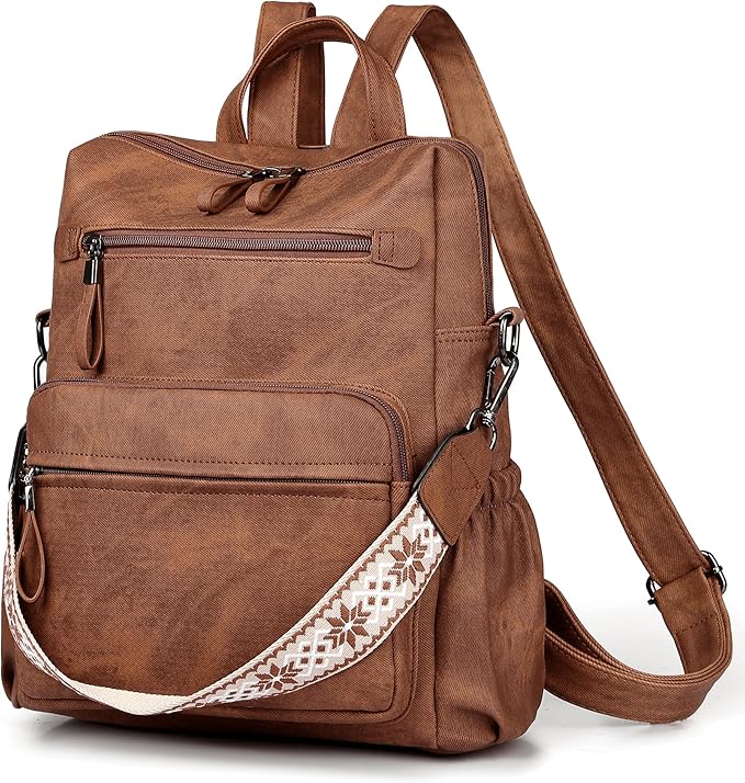 Backpack Purse for Women, Pu Leather Designer Travel Backpack, Fashion Work Ladies Shoulder Bag Handbag