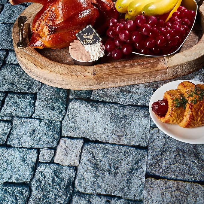 3 Packs Cobblestone Tablecloth Stone Printed Table Cover Medieval Table Decoration Plastic Tablecloth Stone Brick Tablecovers for Medieval Castle Knight Themed Party Supplies, 4.3 x 7.2 Feet