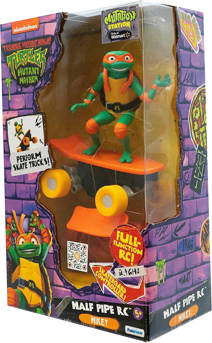 Teenage Mutant Ninja Turtles Michelangelo Half Pipe RC Vehicle Movie Edition Ages 5+ - Skate + Performs Tricks - 2.4GHz RC Controller