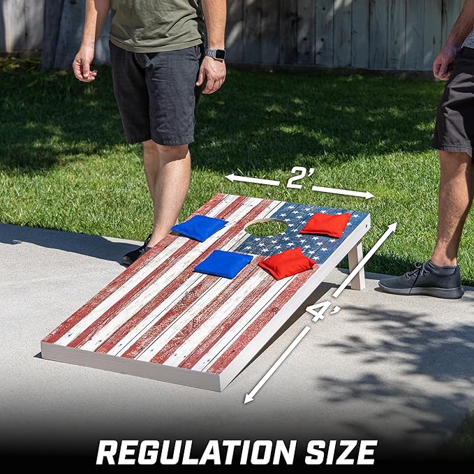 GoSports 4 x 2 ft Regulation Size Wood Cornhole Boards - 10 Vintage Wood Designs (Choose Your Style)