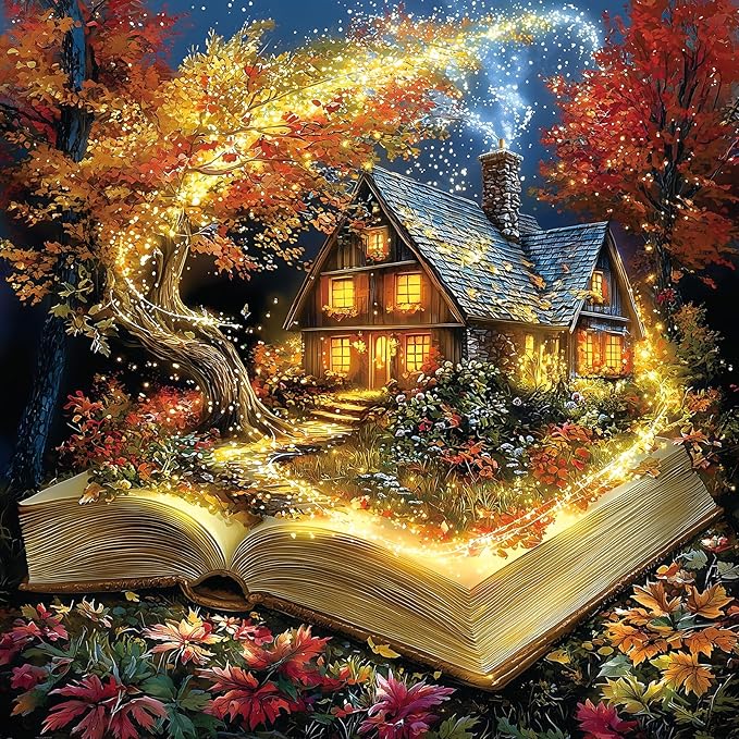 500 Piece Jigsaw Puzzle for Adults - Enchanted Autumn Cottage Fantasy Art Puzzle, Challenging Hard Difficult Puzzles for Adults 20x20 inches