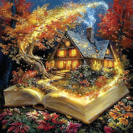 500 Piece Jigsaw Puzzle for Adults - Enchanted Autumn Cottage Fantasy Art Puzzle, Challenging Hard Difficult Puzzles for Adults 20x20 inches