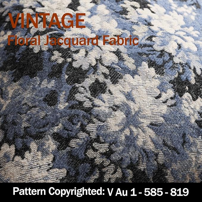 Pack of 2 Vintage Floral Throw Pillow Covers 18x18 Boho Farmhouse Accents Chenille Square Decorative Pillow Cases for Living Room Couch Bed Home Decor, Dusty Blue