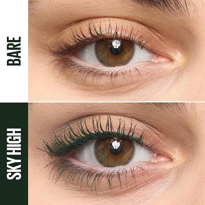 Maybelline Lash Sensational Sky High Washable Mascara, Volumizing, Lengthening, Defining, Curling, Multiplying, Buildable Mascara Make Up Formula, Green Altitude, 1 Count