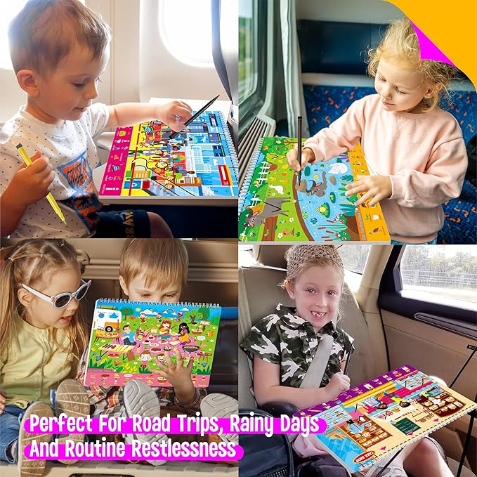 SpriteGru Search & Find Book, 30 Different Themes 32 Pages Activities Book, Montessori Learning Toy Educational Game Autism Sensory Toys for Preschool Girls and Boys Ages 3, 4, 5, 6