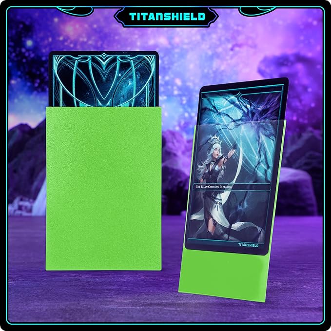 TitanShield Premium Card Sleeves | Compatible with Pokemon, One Piece, Lorcana, Flesh & Blood, & Magic The Gathering MTG | (150 Sleeves - Standard) (1, Slime Green, Standard | 66x91mm)