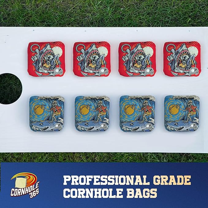 Cornhole365 - Stick & Slide - Professional Corn Hole Bag - Heavy-Duty Double-Stitched Polyester Fabric & Resin Filling for All-Weather - Versatile Regulation Size Cornhole Bean Bags - Set of 8
