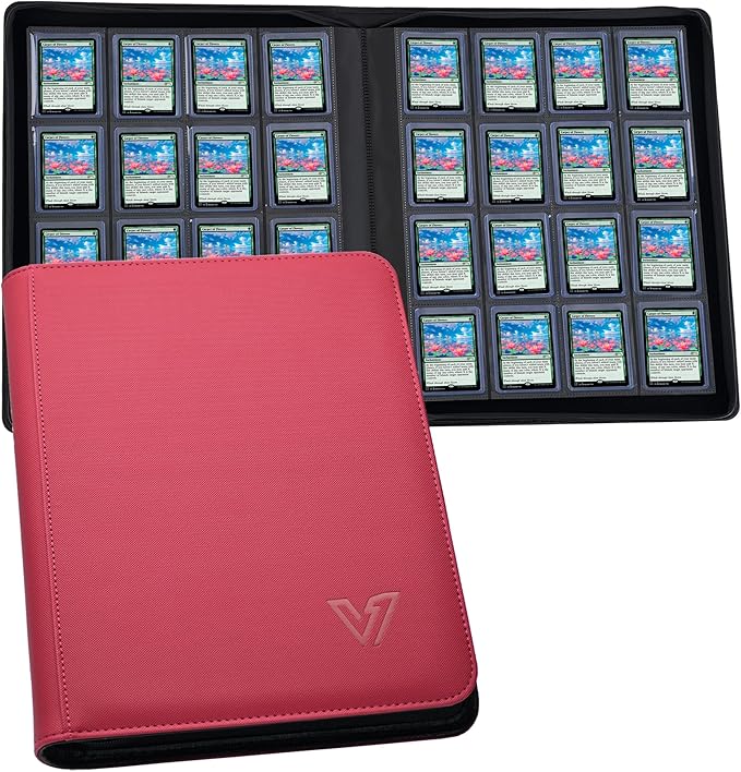 Toploaders Binder,Holds 640 Top Loaders,16 Pocket Top Loader Binder for 3" x 4"Rigid Cards,Double Sided Card Binder Abulm in 3"x4"Toploaders for Trading Cards (TOP 640 Red)