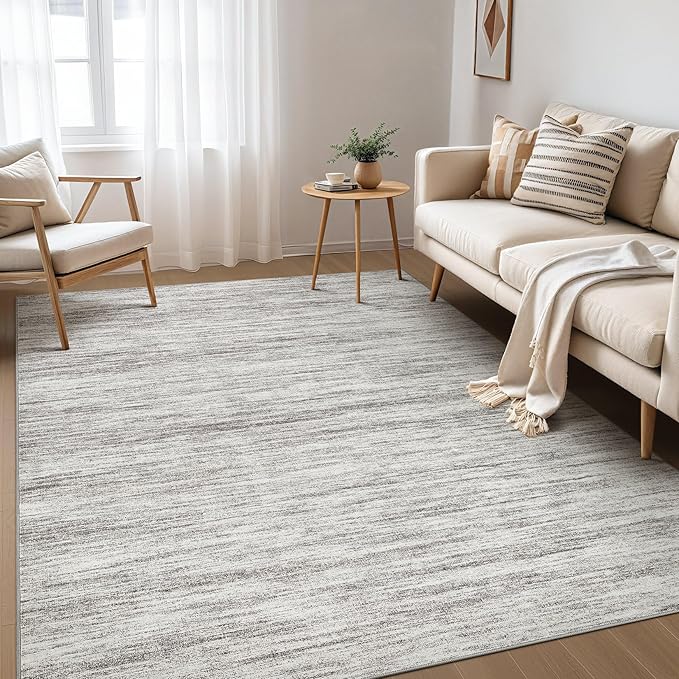 Nakagishi Boho 5x7 Area Rug Living Room Rugs Machine Washable Gray | Soft, Pet & Kid Friendly, Carpet for Living Room/Bedroom/Office/Kitchen/Nursery, Daily Home Decor Stain Resistant Moroccan