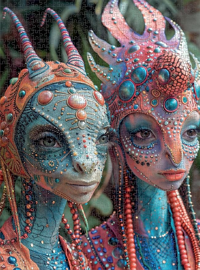 Cross & Glory – Meet The Aliens: Seru & Lyra – 1000 Piece Jigsaw Puzzle for Adults | Vibrant Ocean World Alien Couple Puzzle | Colorful Sci-Fi Artwork | Premium Ribbon-Cut Puzzle with Satin Finish
