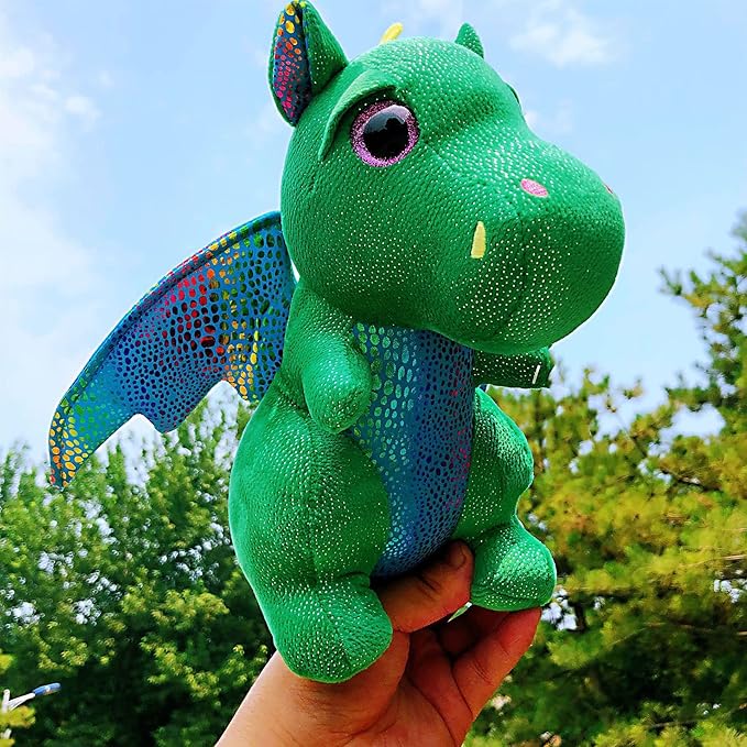 Dragon Stuffed Animal Cute Dragon Plush Doll Soft Toy 10 inch for Girls Boys Christmas Children's (Dragon Green 25cm)