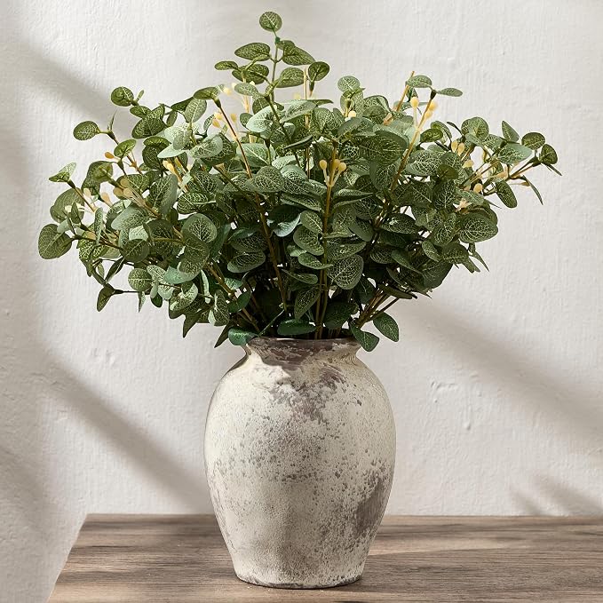 5.94" Ceramic Vase for Home Decor, Decorative Terracotta Farmhouse Rustic Vases for Living Room Kitchen Bedroom Bathroom Entryway Mantel Table, Pottery Vases for Pampas Grass Dried Fresh Flowers