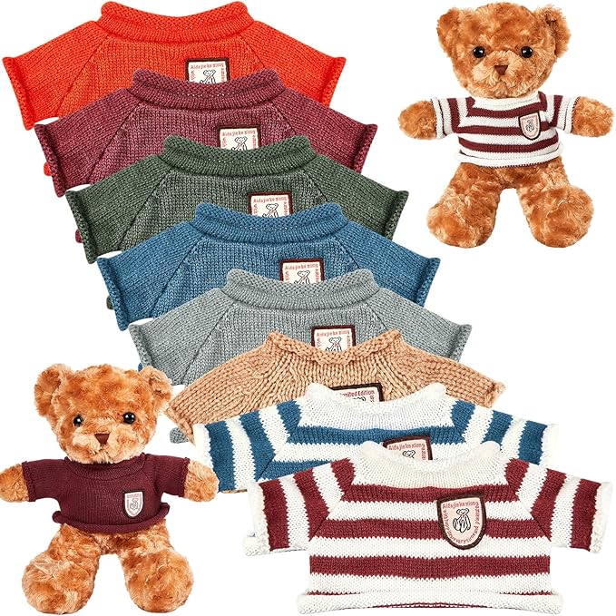 Sratte 8 Pcs Doll Clothes Plush Bear Clothes Cute Stuffed Animal Doll Accessories Bear Sweater Outfit Fit Most 14-18 Inch Bears Animal Plush Dolls Stuffed Toys