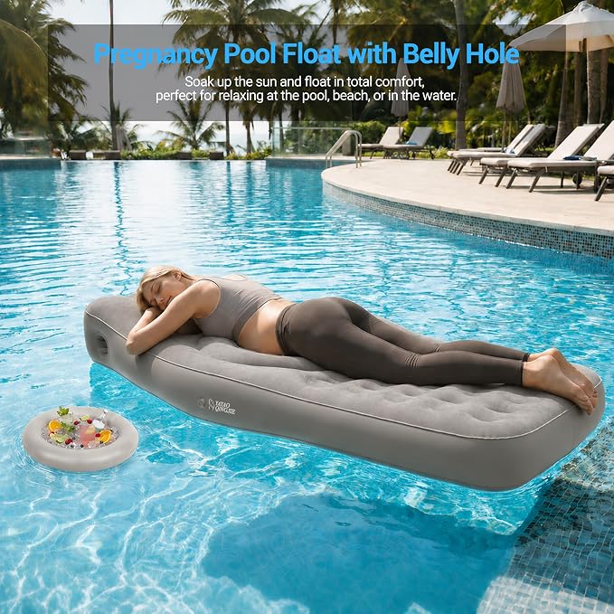 Inflatable Pregnancy Pillow with Belly & Head Hole, Prone Pregnancy Pillow for Stomach Sleepers, Belly Pillow Pregnancy Mattress for Pregnant Women, Maternity airbed Pool Float for Tummy Massage