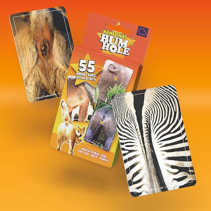Name That Butthole - Guess The Animals from Their Buttholes - Animal Trivia Game - 55 Flashcards 4.9"x3.2" (12.5x8.1cm)…