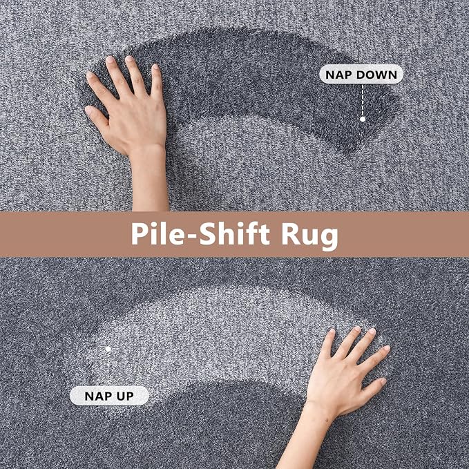 FinRèc 2x8 Washable Runner Rugs for Kitchen Hallway Bedroom, Low Pile Thin Rug Solid Color, Non-Slip Carpet Indoor for Home Decor (Grey Blue/White)