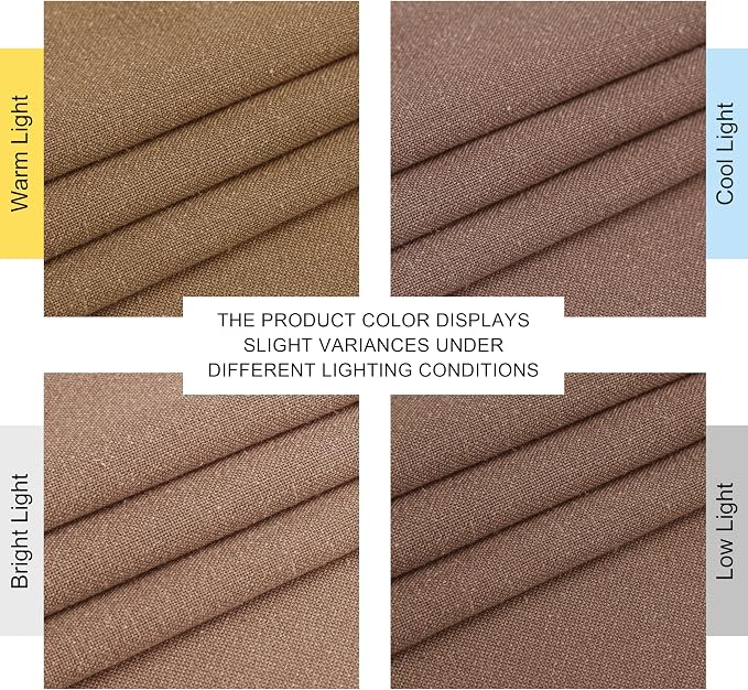 NICETOWN Gold Brown Linen Curtains for Kitchen, Thick Flax Small Window Treatments Semi Sheer Privacy Assured with Light Through for Cafe/Bathroom, W55 x L84, 2 Panels