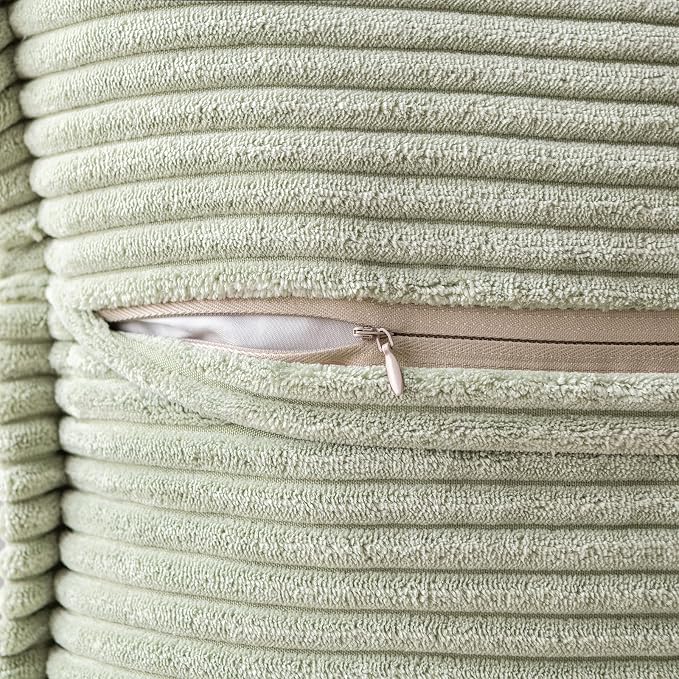 MIULEE Decorative Throw Pillow Covers for Couch 16x16 Inch Light Green | 2 Pack, Boho Broadside Striped Patchwork Pillow Covers, Soft Corduroy Cushion Cases, For Sofa Bed Livingroom Home Decor