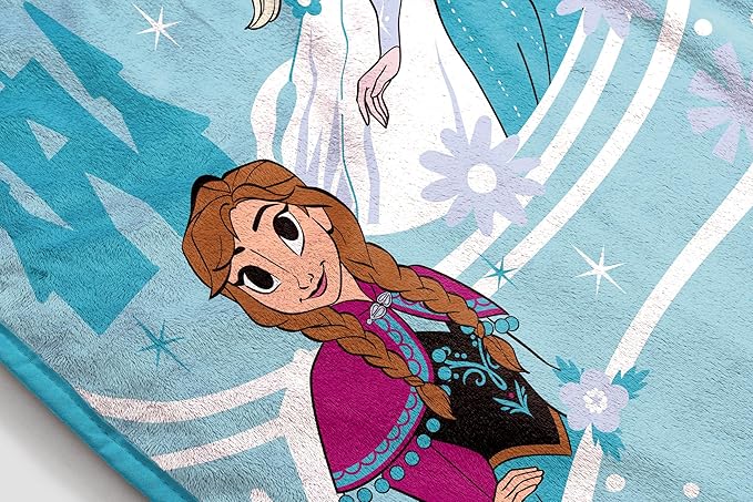 Jay Franco Kids Plush Throw Blanket – Soft & Cozy Fleece Throw for Bedroom & Couch Décor, Official Licensed Product, Blue - Frozen, 40x50 - Travel Blanket