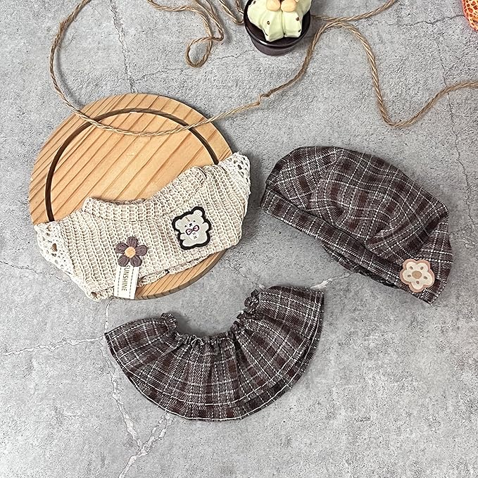 Doll Cloth Set for 17cm Dolls,Stylish Outfit Little Bear Skirt Designer,Cute Cloth for Dress up Unique Style (Doll Not Included)