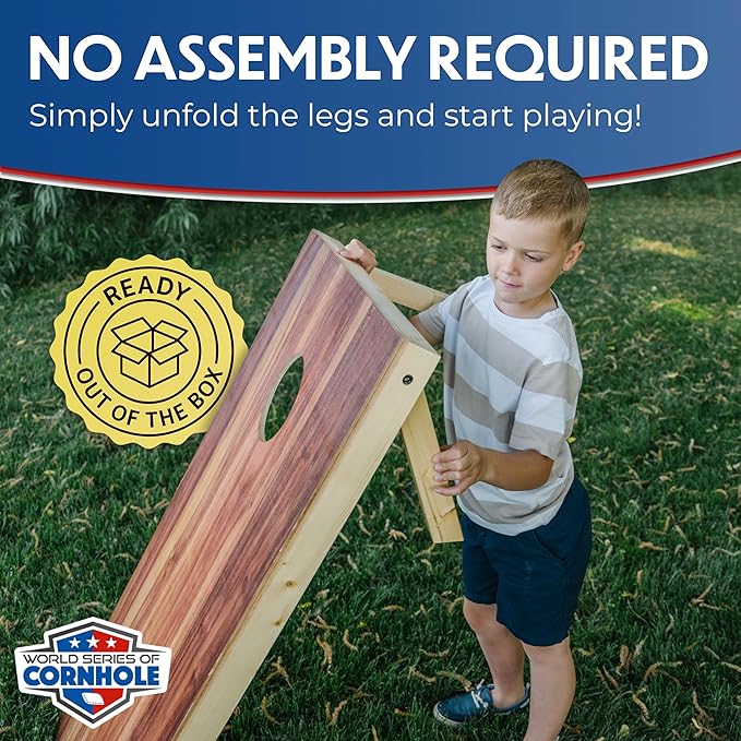 World Series of Cornhole Regulation Size Cornhole Boards - Lightweight & Durable All-Wood Construction | Backyard Bean Bag Toss Set | Outdoor Game for Tailgates & BBQs