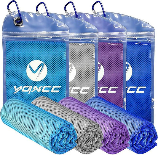 YQXCC 4 Pack Cooling Towels 40"x12", Cool Ice Towels for Neck & Face | Cooling Neck Wraps, Soft Breathable Microfiber Chilly Towels, Ideal for Gym, Yoga, Golf, Running, Camping & Hot Weather