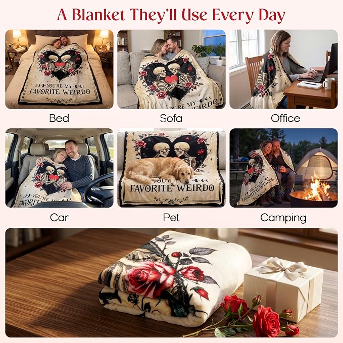 WRAPIX Anniversary Couple Gifts for Women Men - Throw Blanket 50x60 in | Gifts for Him Her, Engagement Gift, Anniversary Blanket, Machine Washable, Ideal for Couch Bed, Lightweight Warmth