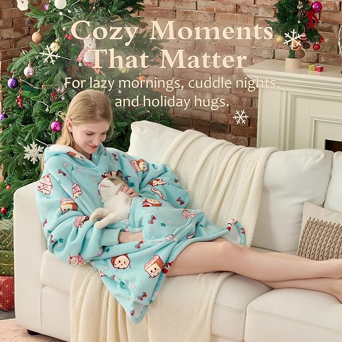 Krifey Wearable Blanket Hoodie, Oversized Sherpa Hooded as Birthday Gifts for Mom Women Girlfriend Men, Cozy Sweatshirt with Giant Pocket