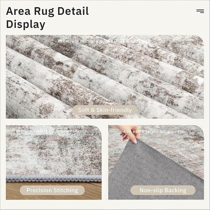 Soalmost Abstract Runner Rug 2x12 Hallway Kitchen Runners Pink/Grey | Vintage Washable Rugs for Bathroom Laundry Room, Low Pile Stain Resistant Floor Carpet Mat Entryway Corridor Bedroom