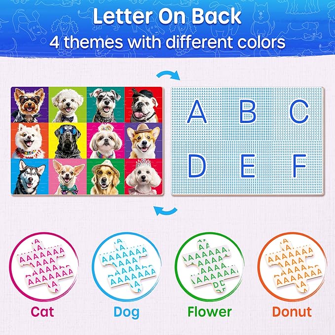 SYNARRY 100 Piece Puzzles for Kids Ages 4-6, Cats Dogs Flowers Donuts Puzzles for Kids Ages 6-8, Large Jigsaw Puzzles for 4-8 Years Old, Educational Toys Gifts for 3-5 5-8 8-10 Years Old Boys Girls
