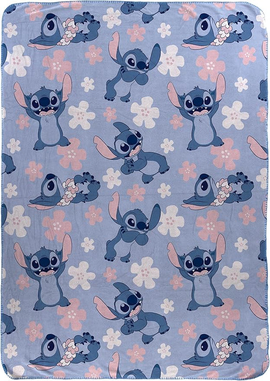 Jay Franco Kids Plush Throw Blanket – Soft & Cozy Fleece Throw for Bedroom & Couch Décor, Official Licensed Product, Blue - Lilo and Stitch, 46x60 - Throw Blanket