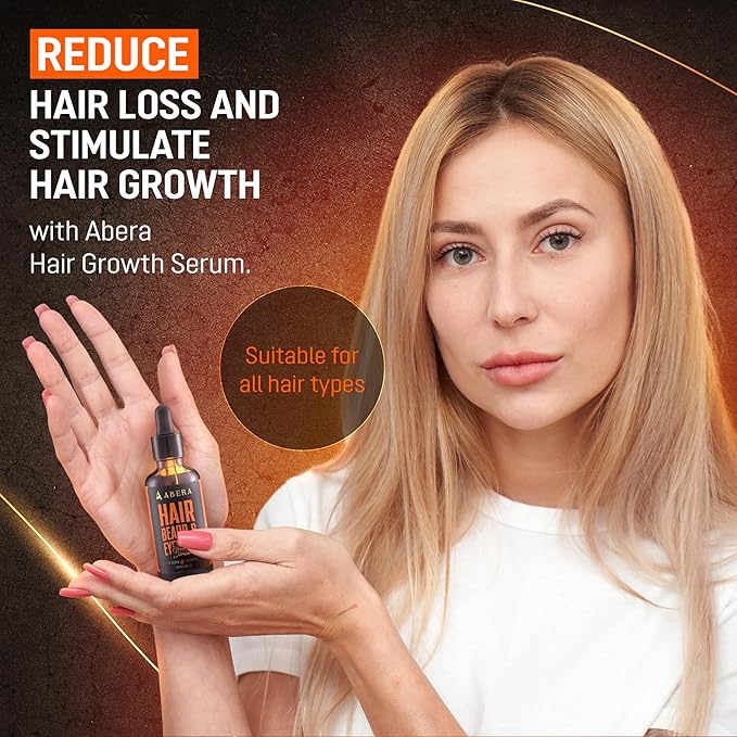 Abera Hair Growth Serum - Natural Regrowth Treatment for Hair & Beard with Biotin & Castor Oil, Economy Combo (3 Serums + Gift)