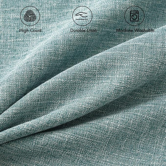 MIULEE Pack of 2 Decorative Linen Burlap Coastal Pillow Covers Farmhouse Boho Accent Pillowcases for Sofa Car Couch Bedroom Living Room Decor 18x18 Inch Teal