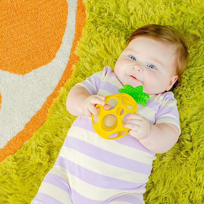 Bright Starts Oball Easy Grasp Pineapple Teether Toy, Hold My Own Collection, BPA Free, Unisex, Newborn and Up