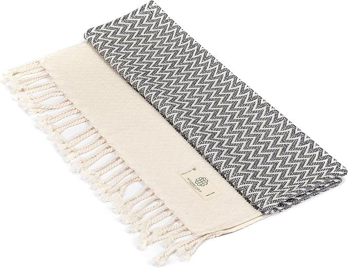 Madamelique Exclusive Hand Towels Set of 2-18 x 40 Inches - Decorative Bathroom Peshtemal Towel for Hand, Face, Hair, Yoga, Tea, Dishcloth, Kitchen and Bath - 100% Pure Cotton (Gray)