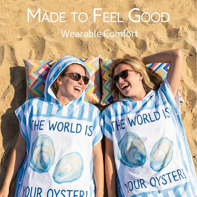 Beach Cover Ups Poncho Adult Cruise Oversized Microfiber Surf Towel Robe Microfiber Swim Parka Suit Towel Coverup, Hooded Robe, Oster Blue