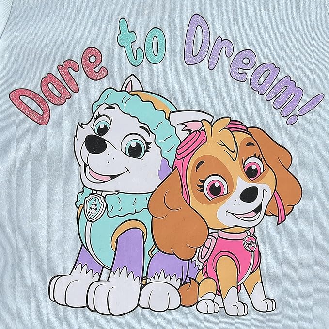 Paw Patrol Nickelodeon Skye and Everest Girls Long Sleeve Shirt and Twill Skirt Set for Toddler and Big Kids