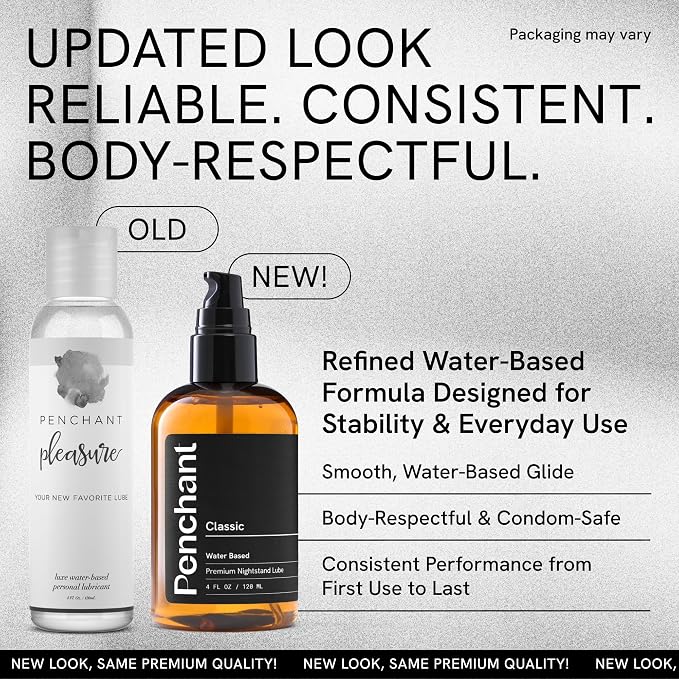 Penchant Classic Water-Based Personal Lubricant for Women and Men – Smooth Clean-Rinsing Personal Lube for Everyday Use - Unscented, Condom Compatible Lube for Sex - Made in USA (20 fl oz)