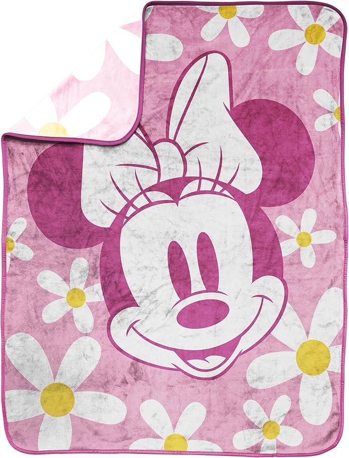 Jay Franco Kids Plush Throw Blanket – Soft & Cozy Fleece Throw for Bedroom & Couch Décor, Official Licensed Product, Pink - Minnie Mouse, 40x50 - Travel Blanket
