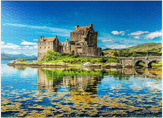 MyPuzzle Eilean Donan Castle On A Warm Summer Day - Dornie, Scotland - Premium 1000 Piece Jigsaw Puzzle for Adults
