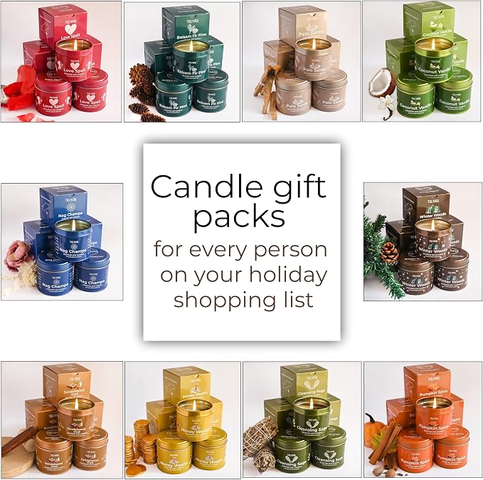 Palo Santo Candle for Home - Highly Scented with Citrine Crystals - Pack of 3 x 5oz Soy Wax Organic Non Toxic for Aromatherapy Relaxation Meditation - Room Decor for Men - Pet Safe Candel